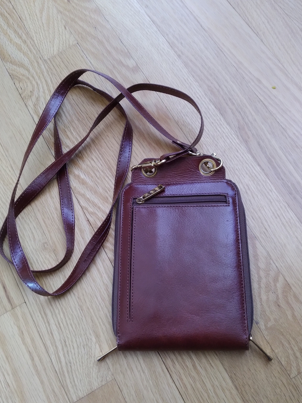 Women's Burgundy Crossbody Phone Bag - Leather Look